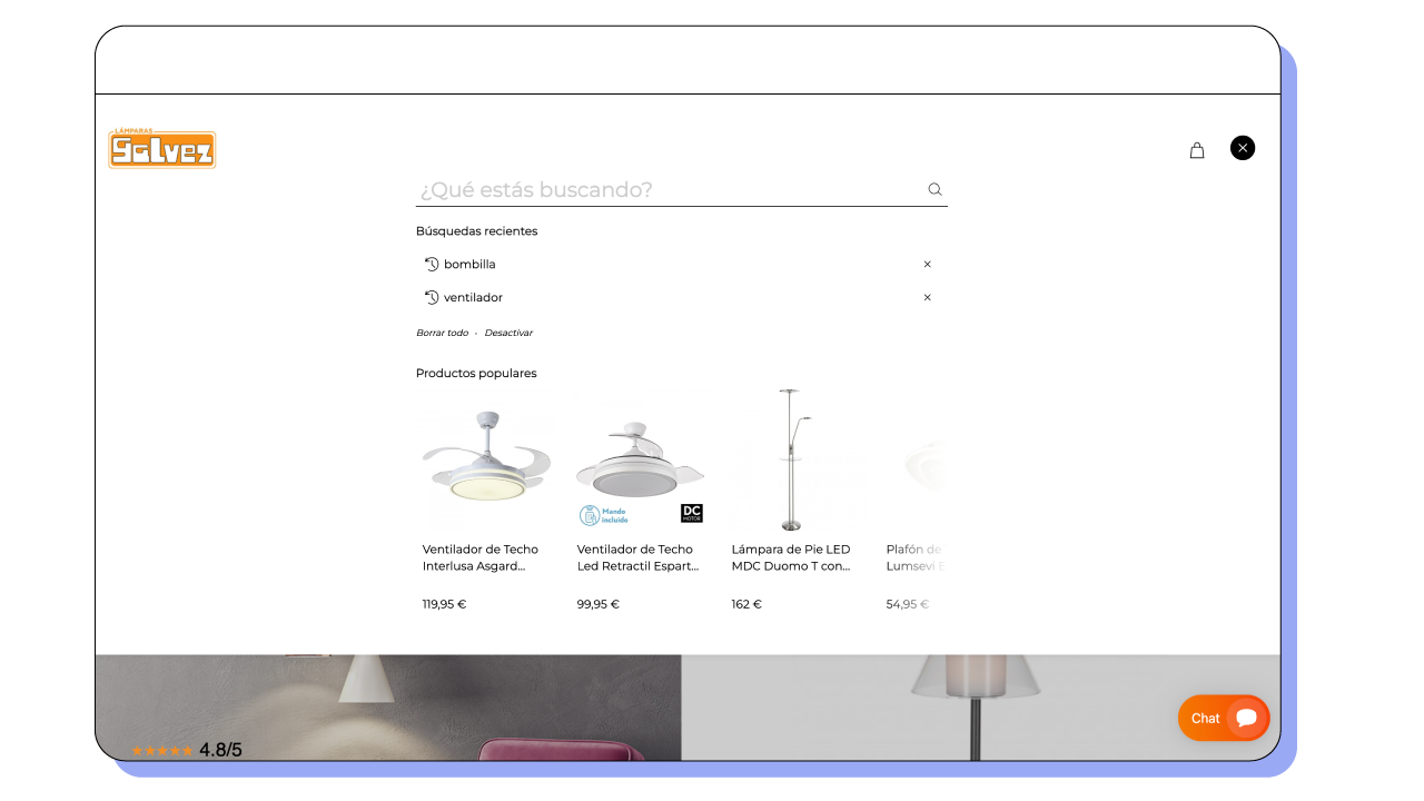 Lamparas galvez search layer with motive commerce search.png