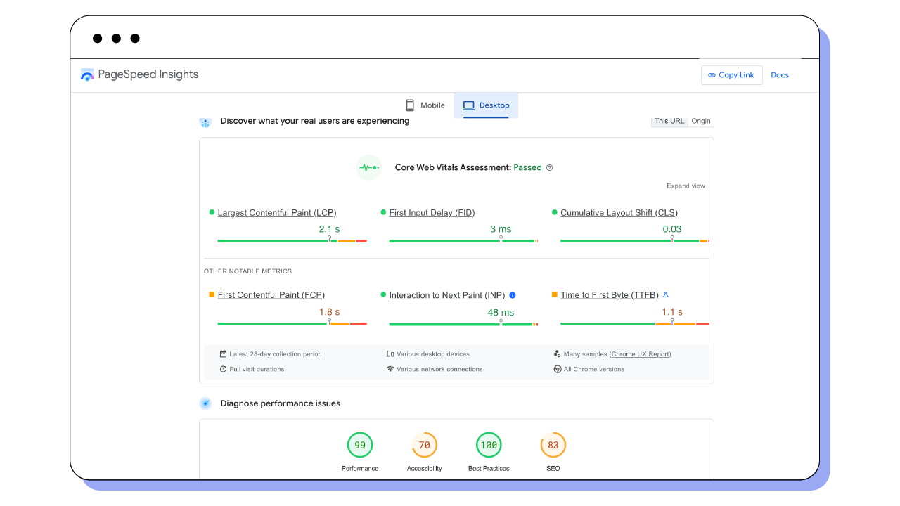 Screenshot from Page Speed
