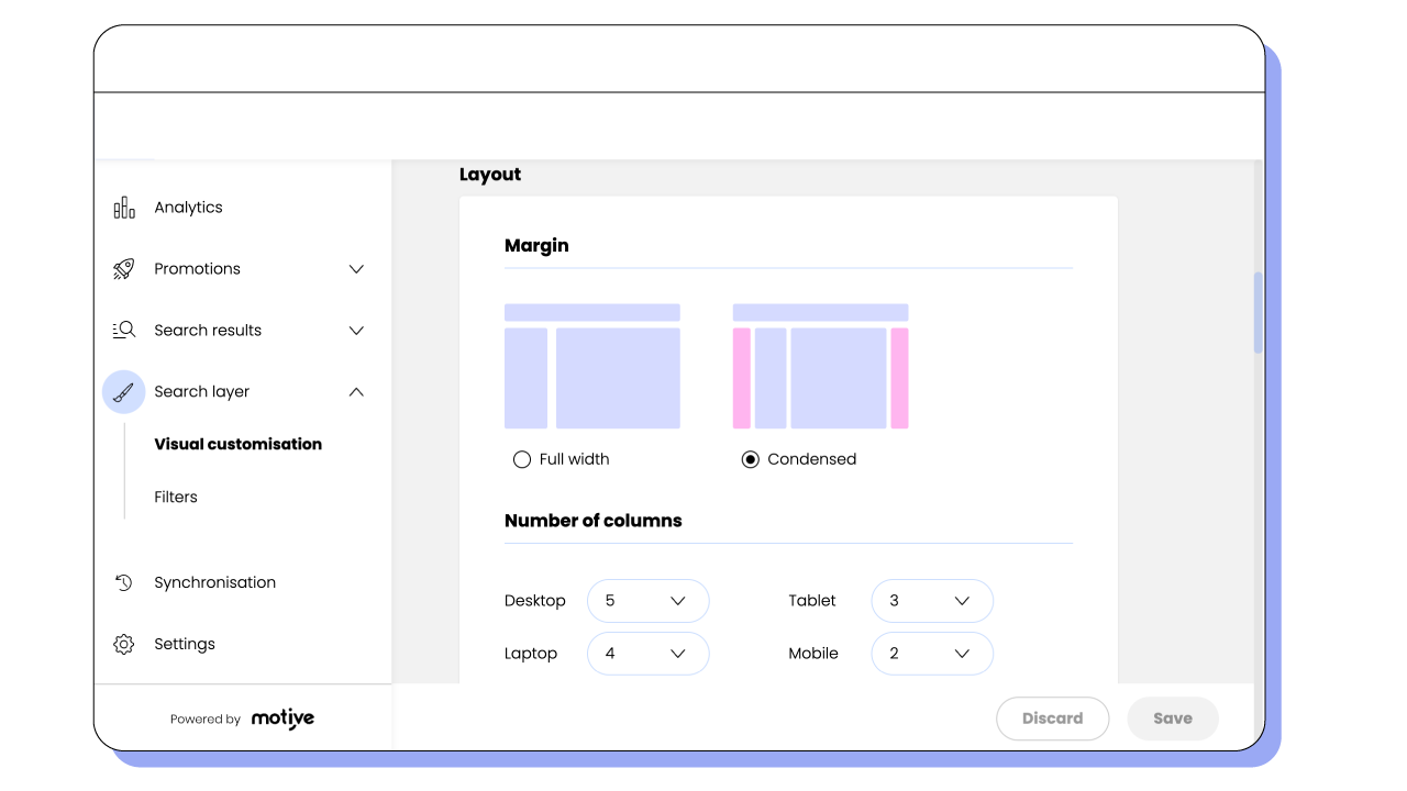 Visual Customisation options at Motive's Playboard