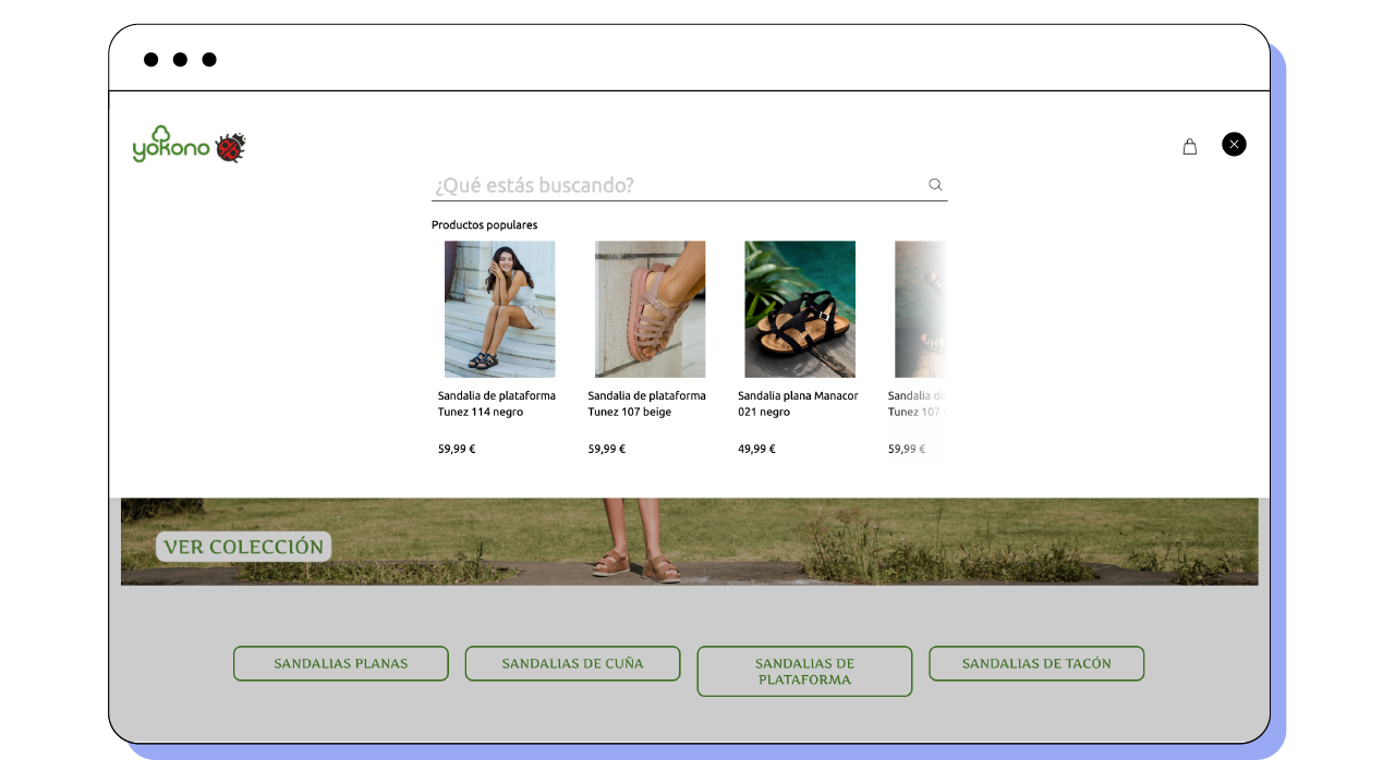 Buscador en la tienda online Yokono