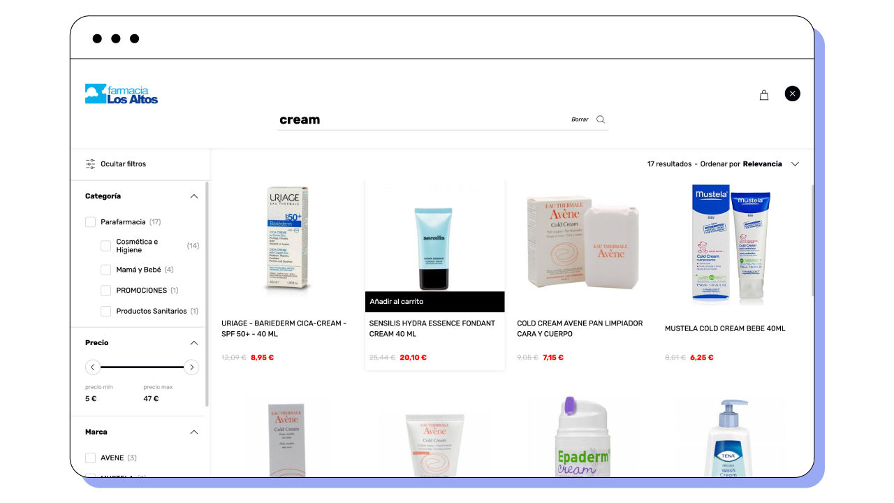 Product cards design, Farmacia Los Altos